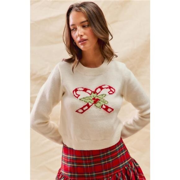 SO ME Christmas Candy Cone‎ Cropped Sweater - Picture 7 of 11